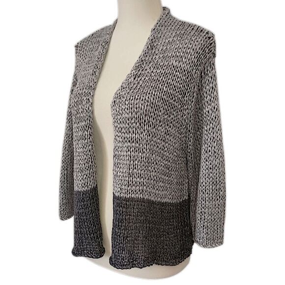 Eileen Fisher Italian Yarn Cardigan L Open Knit Quiet Luxury Old Money Capsule. - Picture 5 of 13